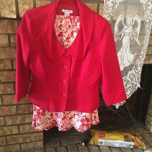 2 piece Spring red and white suit